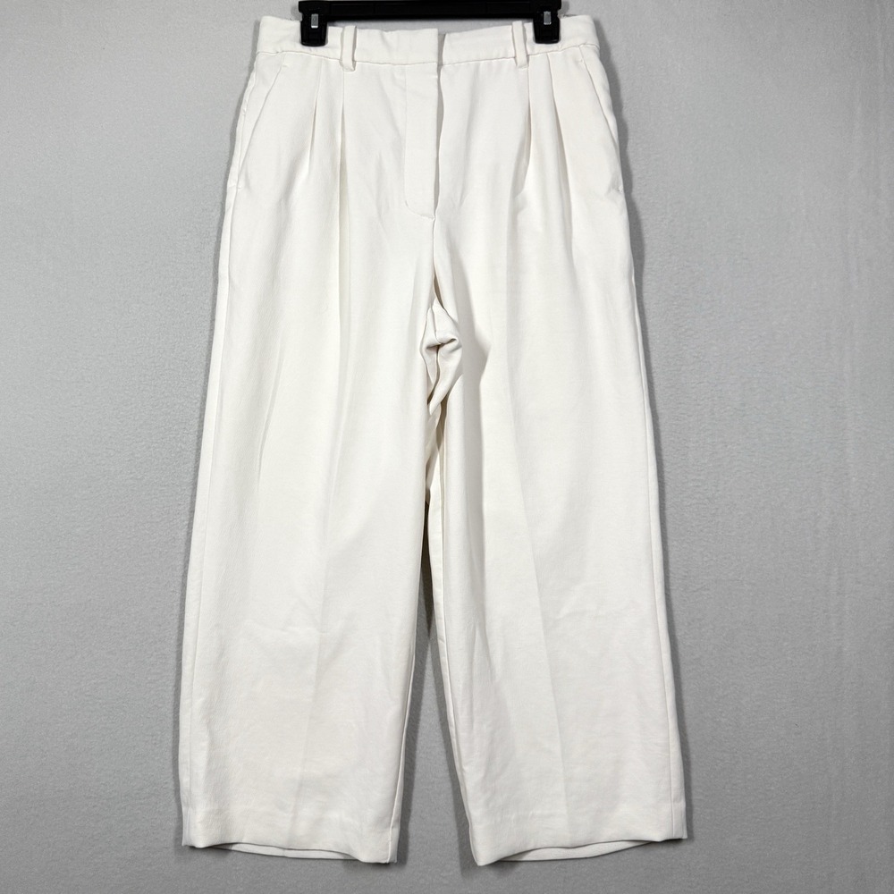 Aritzia Wilfred Pants Womens 10 Effortless Pant Cropped Crepette Trouser Cream
